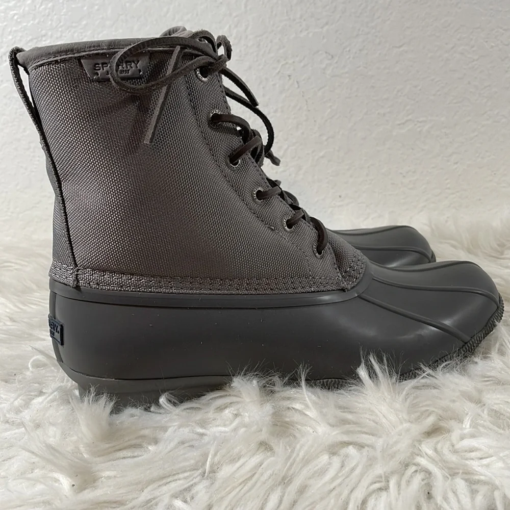 Sperry Saltwater Duck Boots Canvas Waterproof Grey Men's Size 10 NEW